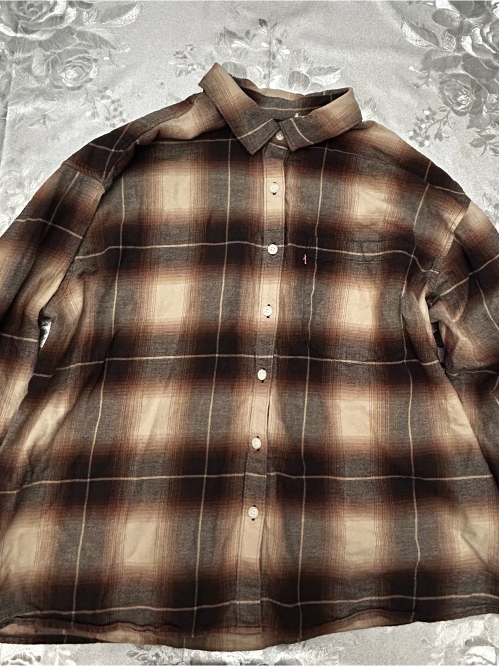 Levi’s Classic worker Flannel Overshirt Man’s  XXL Brown Gray Ombré Plaid